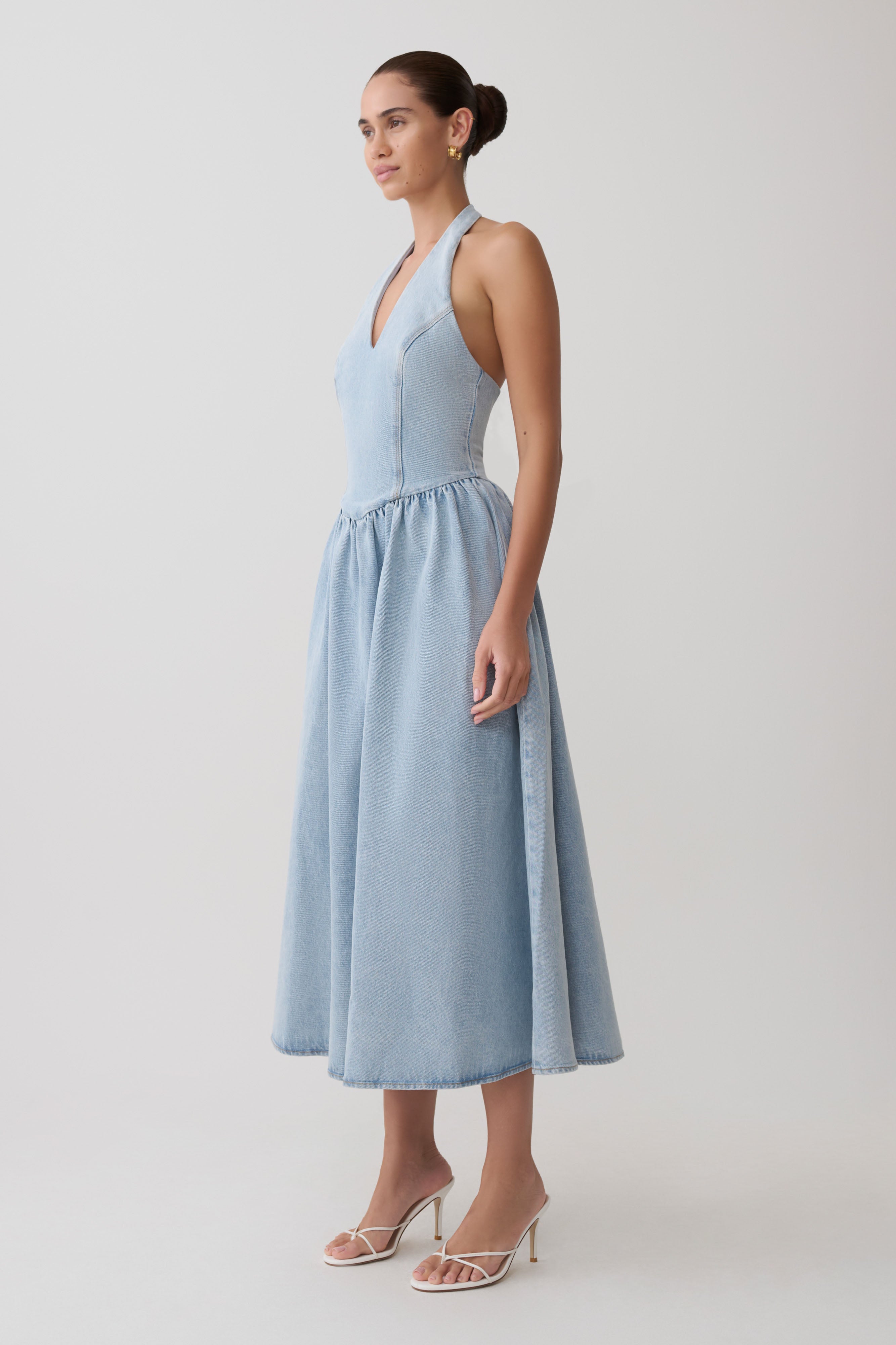 Miller Denim Halter Midi Dress
