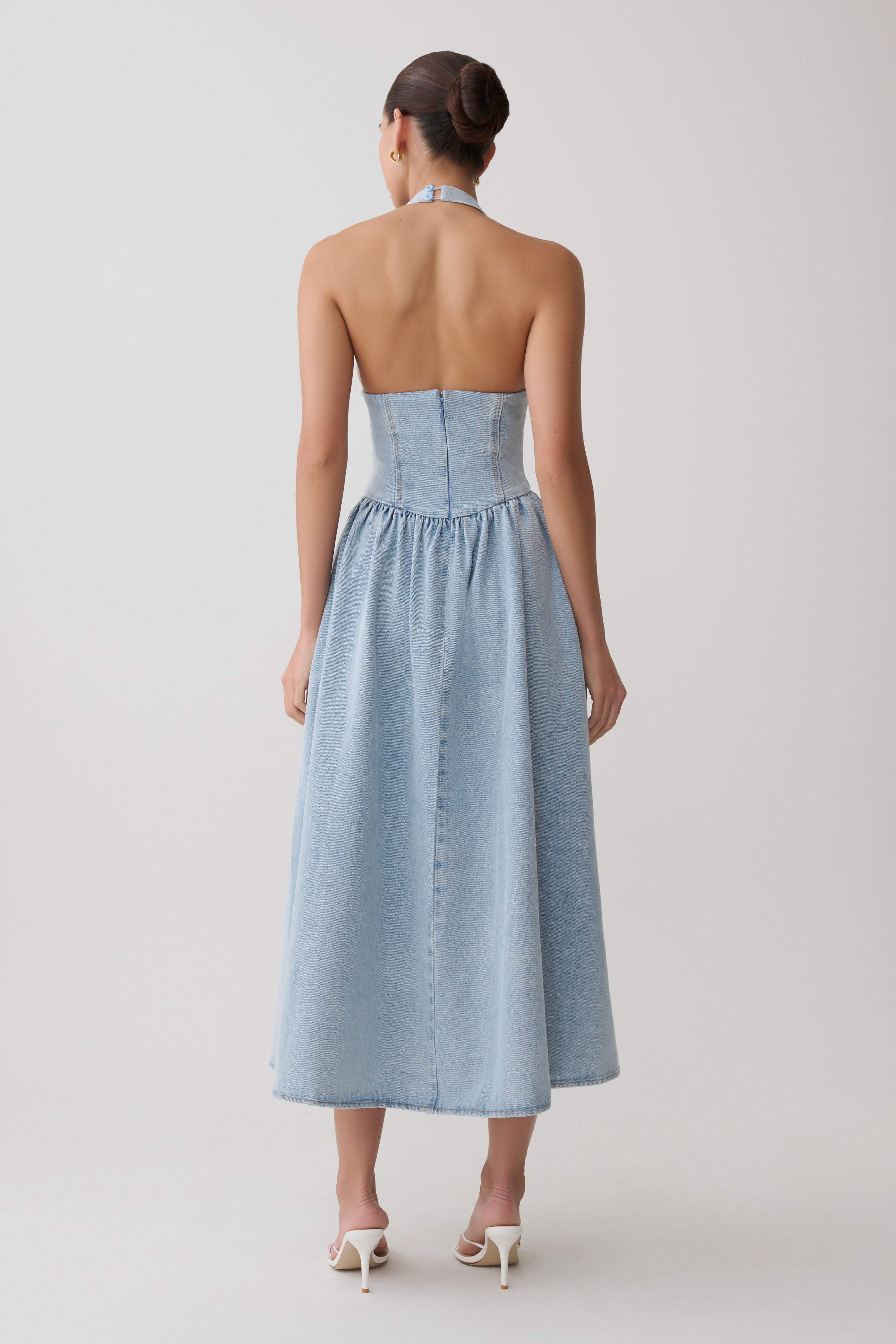 Miller Denim Halter Midi Dress