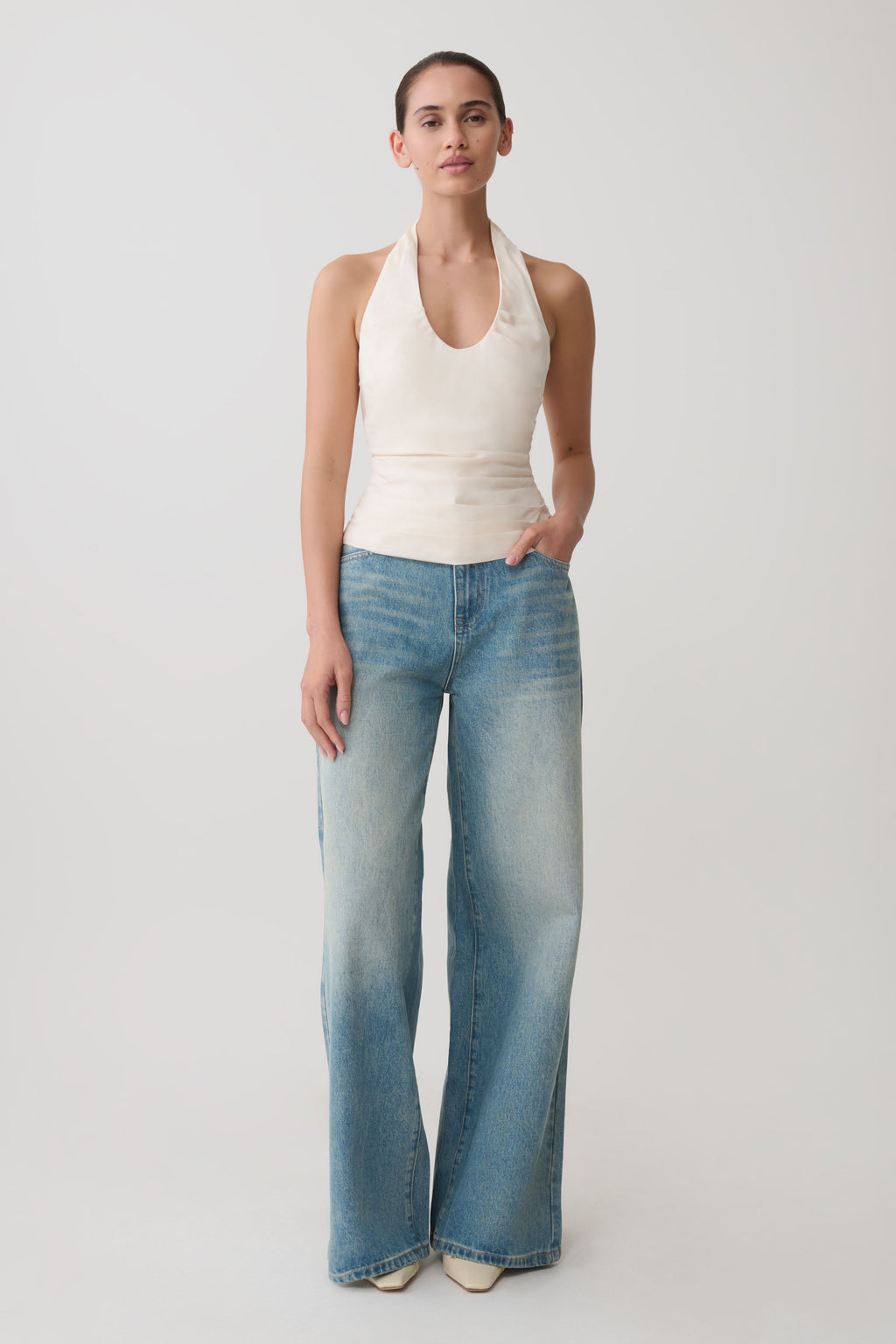 Daniela Ruched Halter Top in Ivory – Chic&Drifts