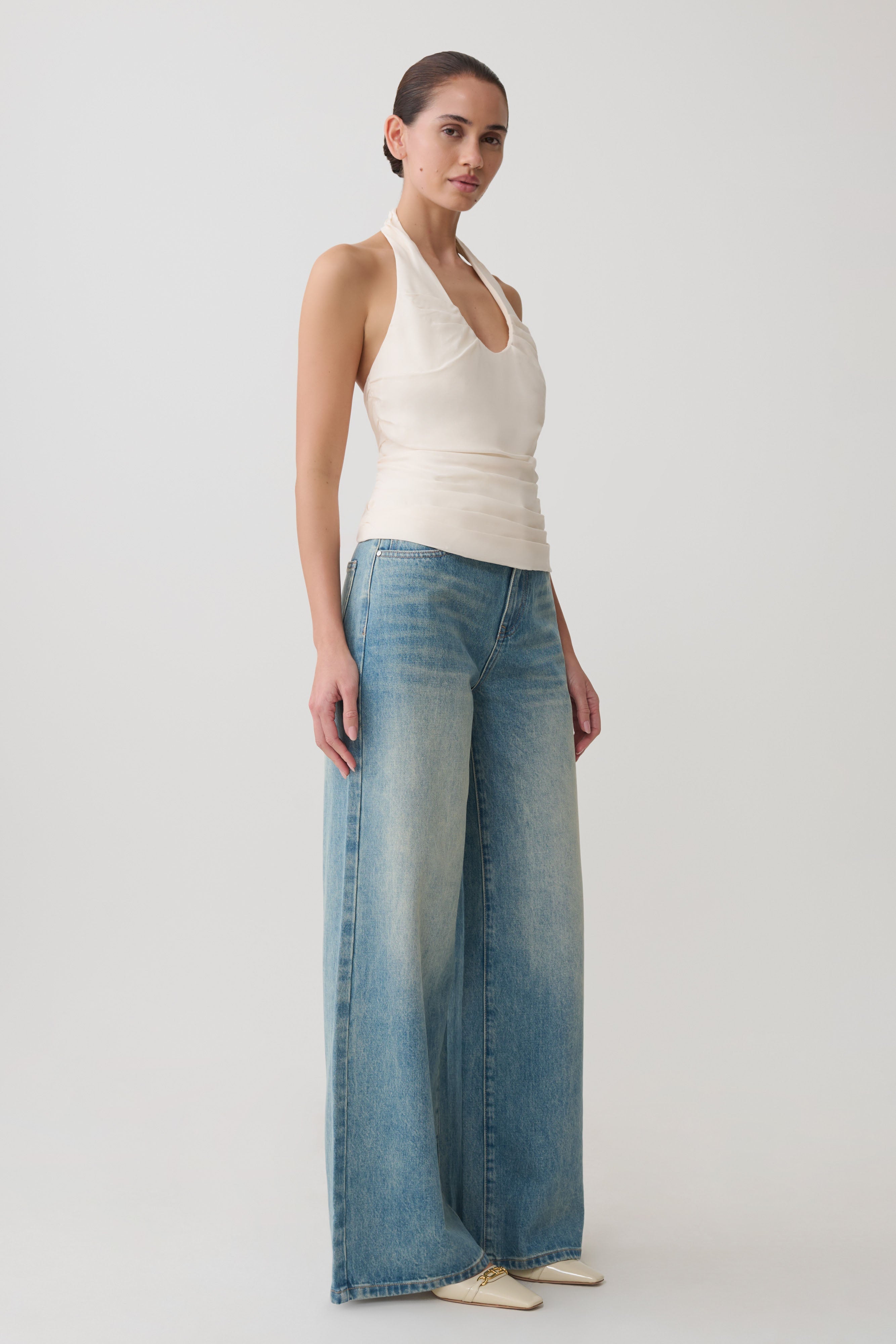 Daniela Ruched Halter Top in Ivory – Chic&Drifts