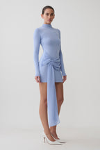 Grayson Knit Chiffon Mini Dress in Cornflower Blue – Chic&Drifts