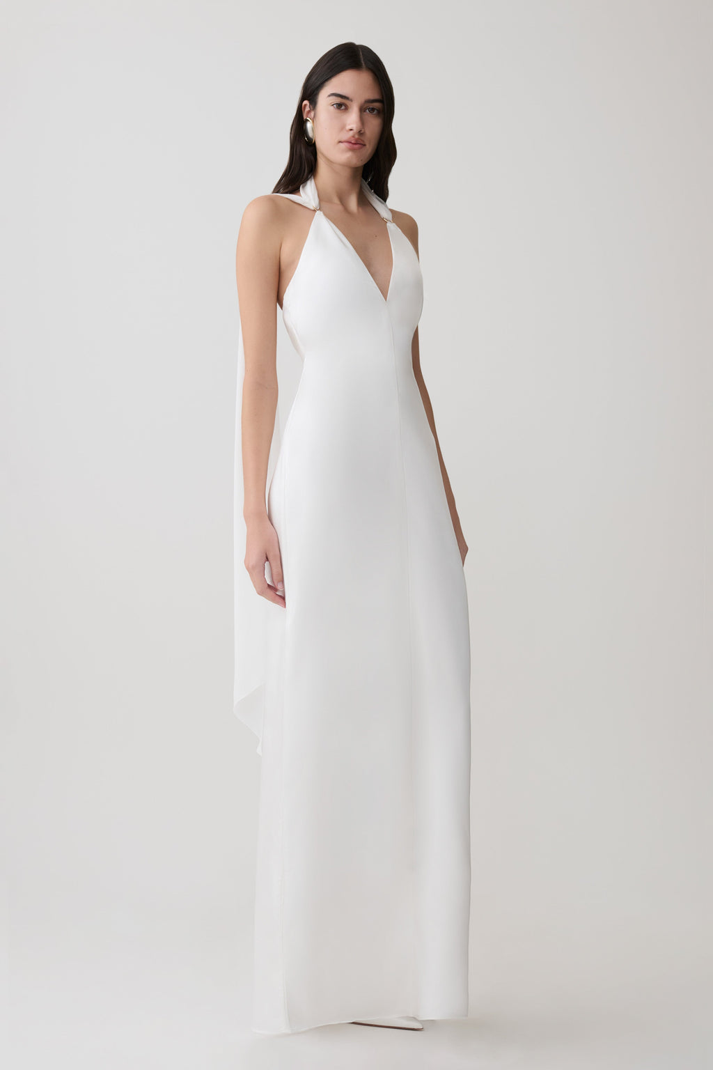 Myla Draped Shoulders Satin Maxi Dress