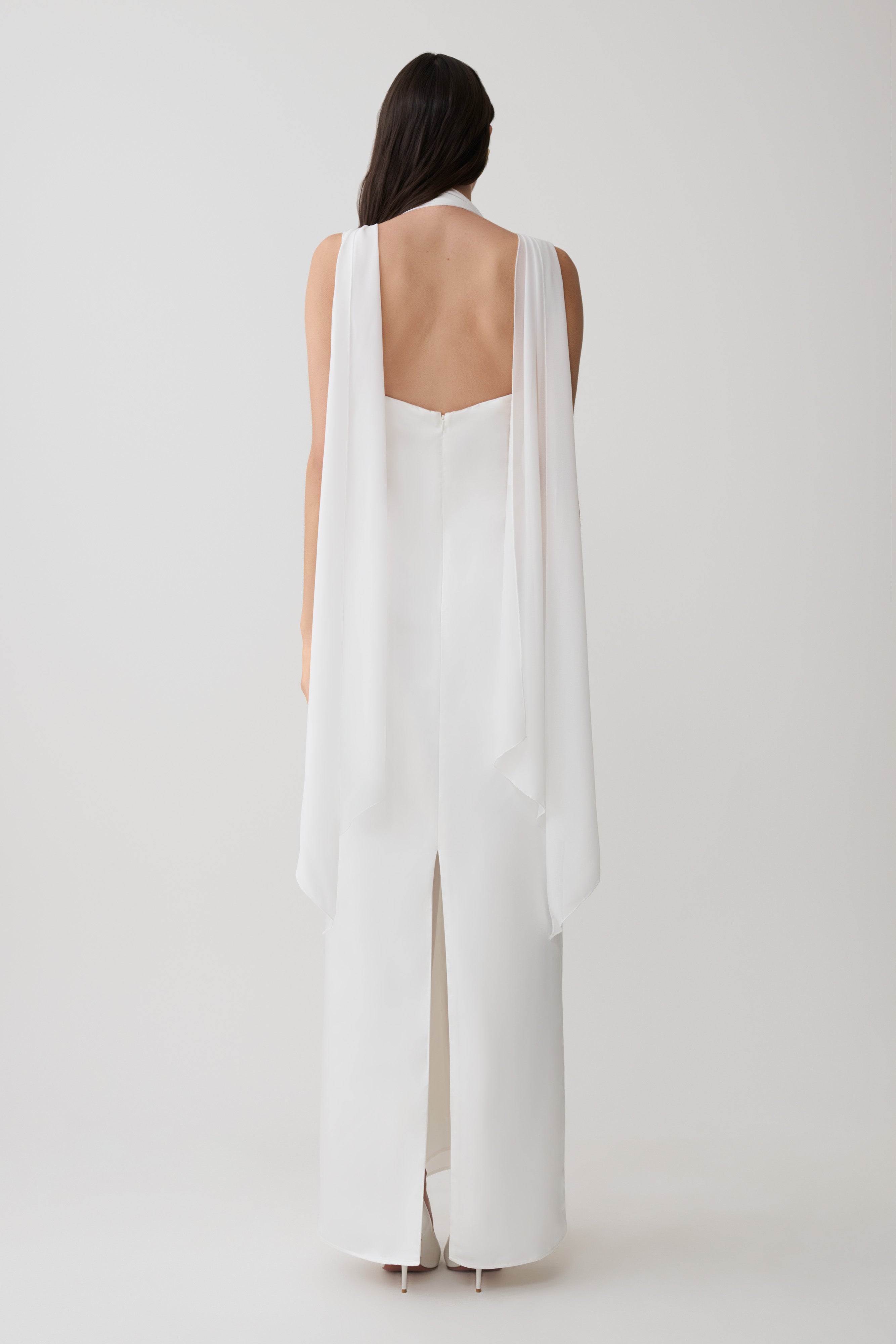 Myla Draped Shoulders Satin Maxi Dress