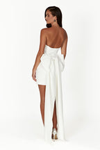 Meredith Strapless Bow Mini Dress in White – Chic&Drifts