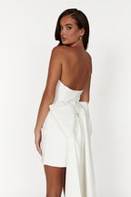 Meredith Strapless Bow Mini Dress in White – Chic&Drifts