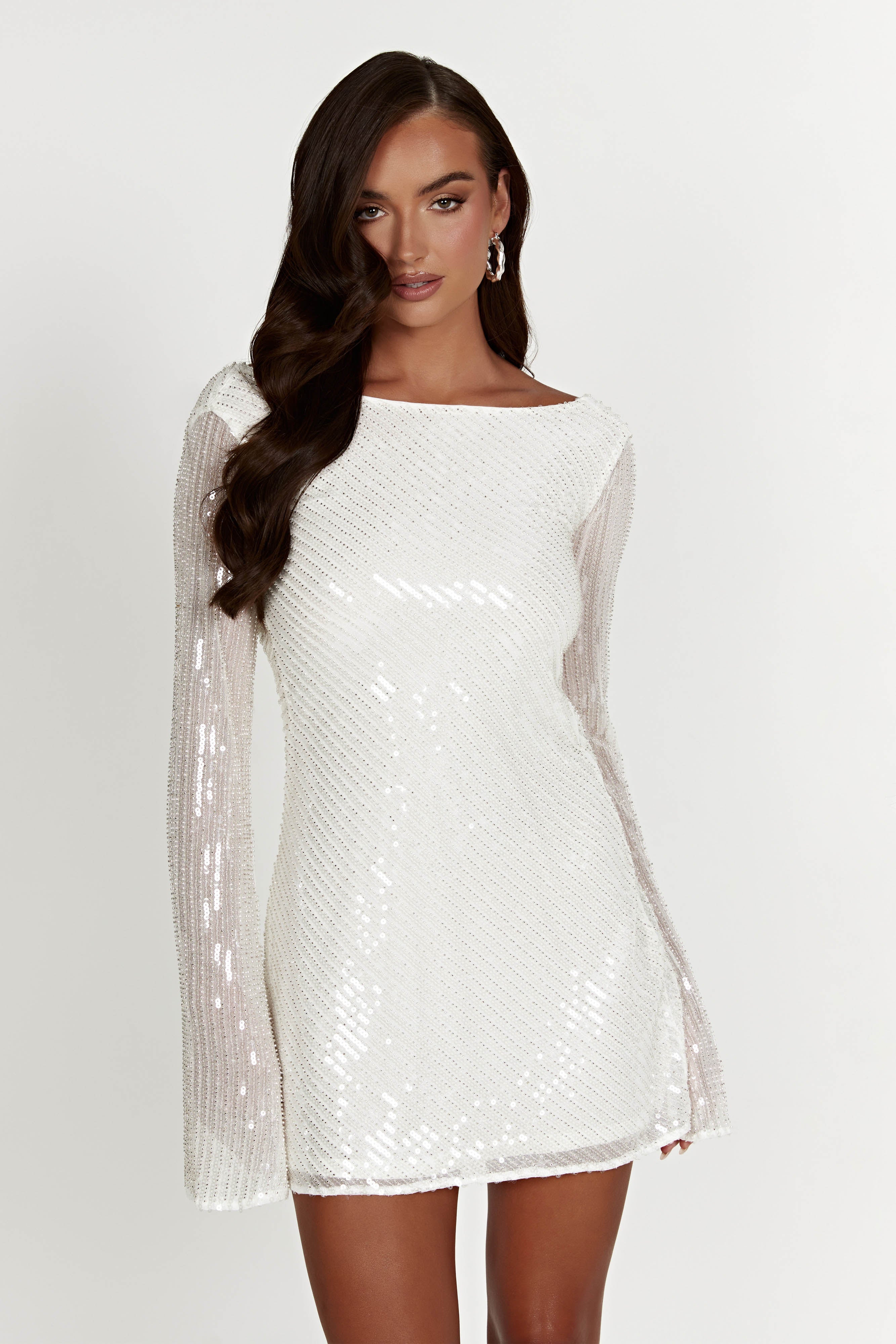 Nala Sequin Mini Dress in White – Chic&Drifts