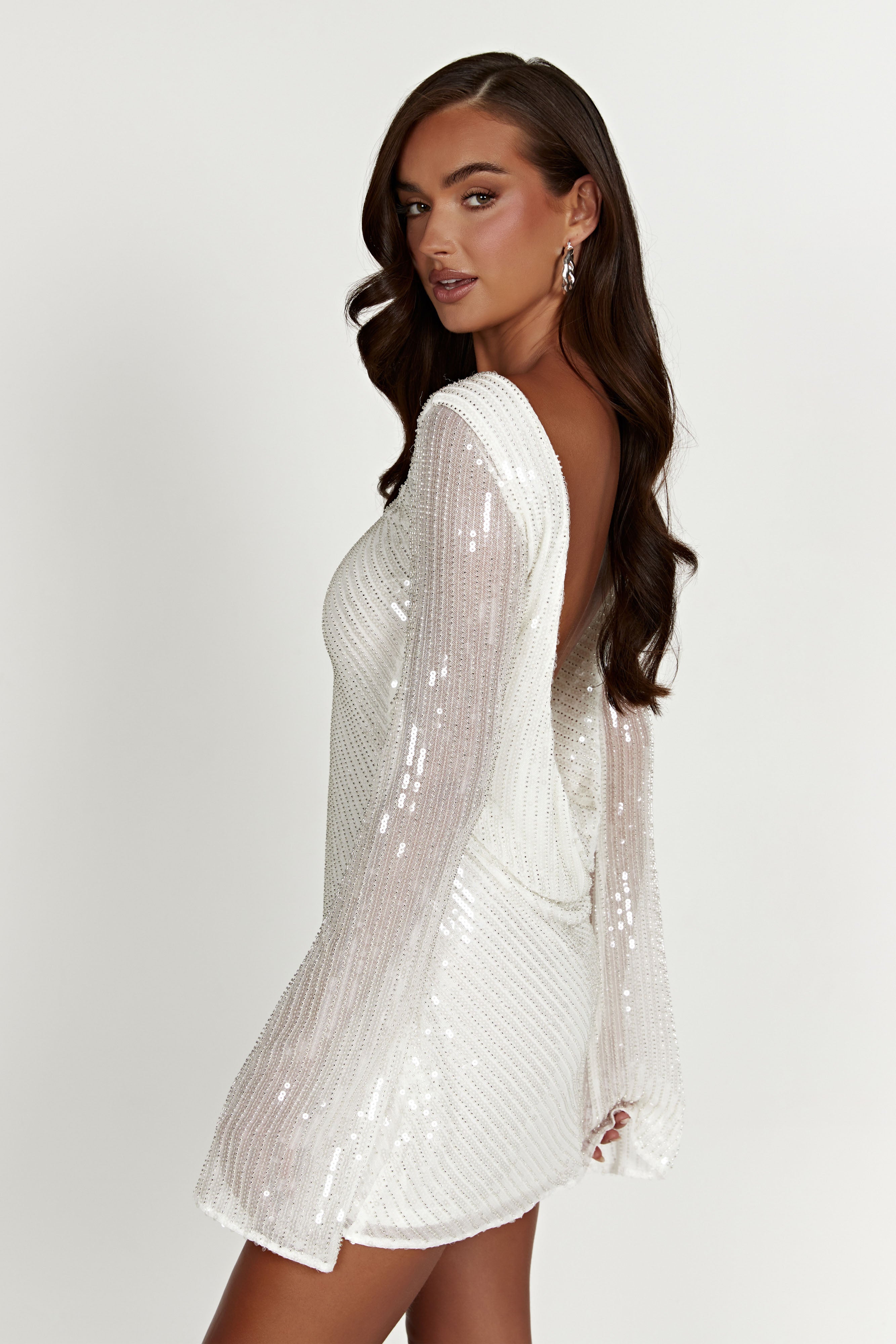 Nala Sequin Mini Dress in White – Chic&Drifts