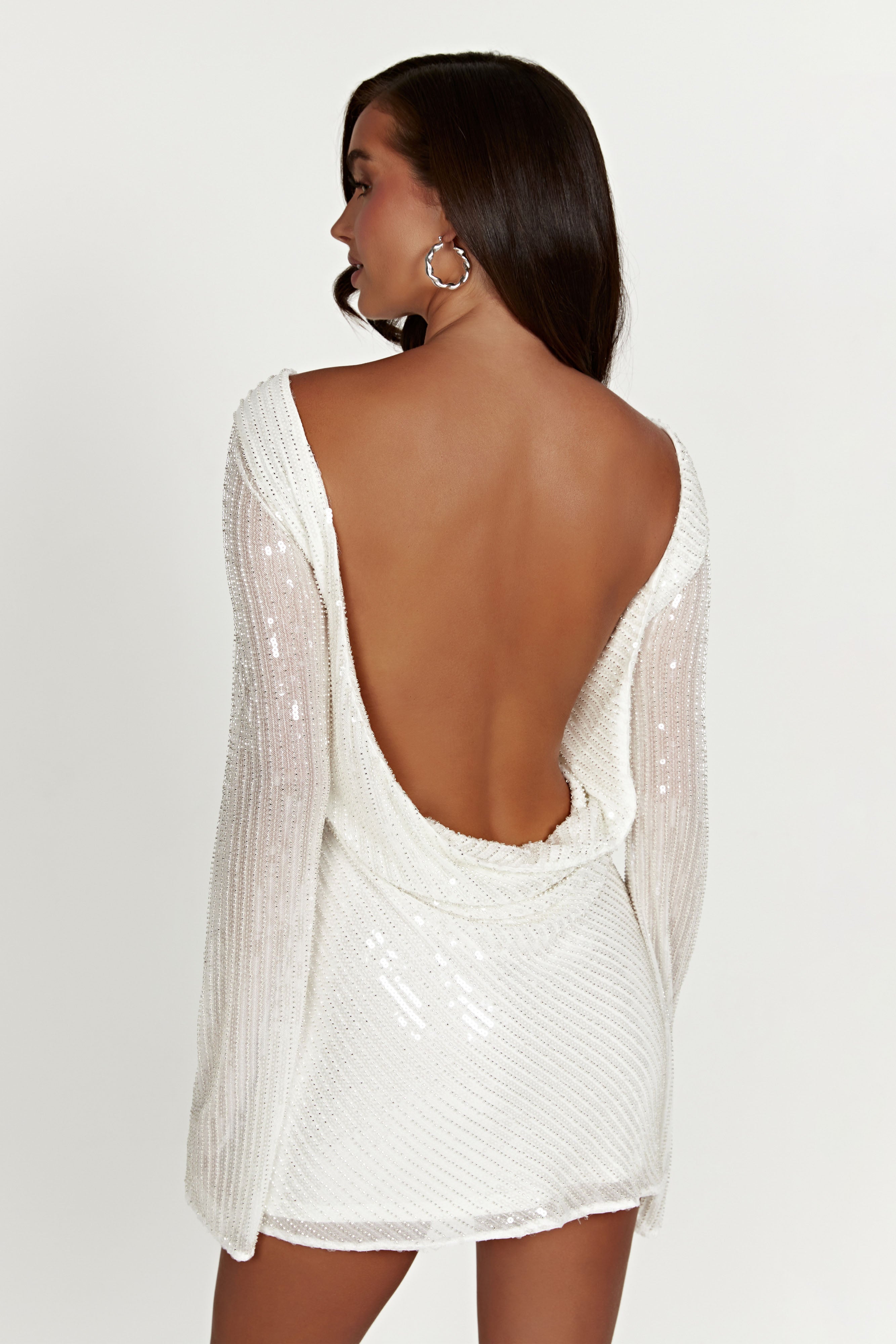 Nala Sequin Mini Dress in White – Chic&Drifts