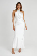 Laura Halter Satin Gown in White – Chic&Drifts