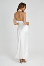 Laura Halter Satin Gown in White – Chic&Drifts