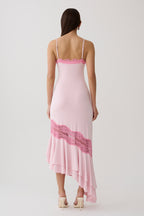 Annis Frilled Hem Lace Midi Dress in Pink – Chic&Drifts