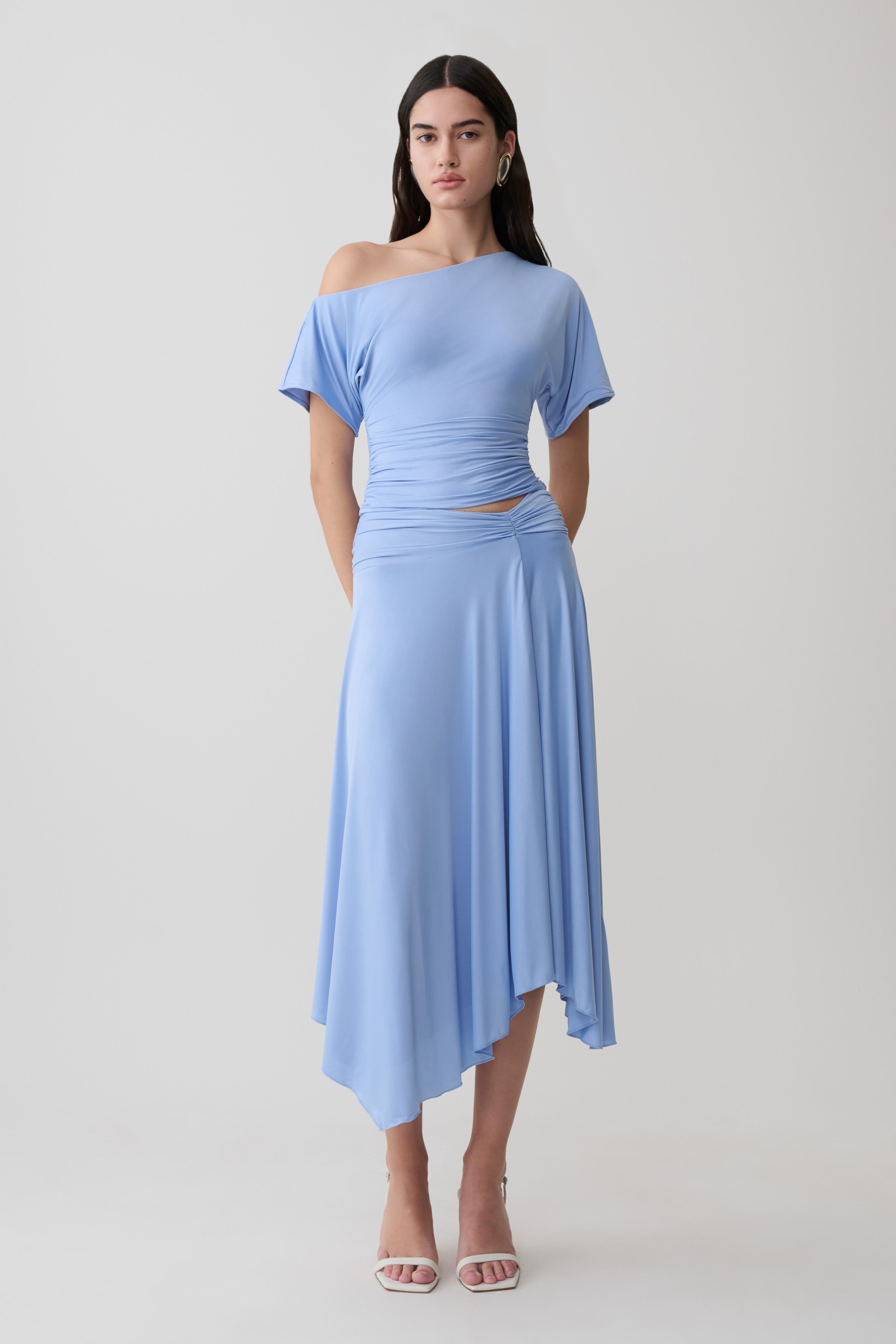 Luu Slinky Midi Skirt in Sea Blue – Chic&Drifts