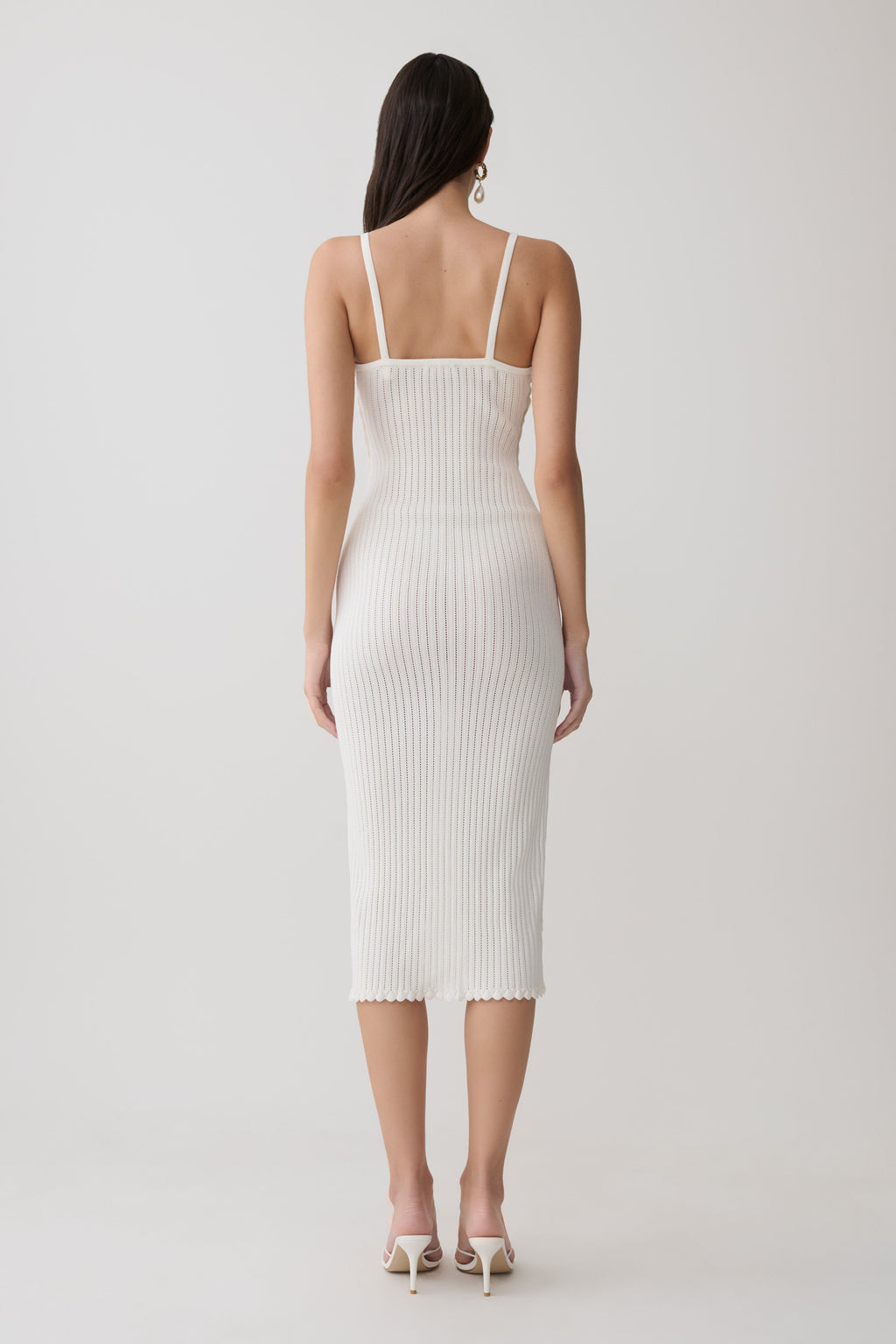 Cooper Scalloped Neckline Pointelle Midi Dress