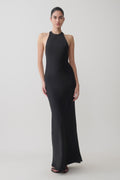 Rinna Satin Halter Maxi Dress in Black – Chic&Drifts