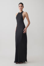 Rinna Satin Halter Maxi Dress in Black – Chic&Drifts