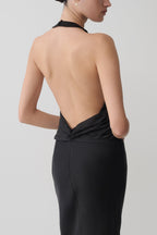 Rinna Satin Halter Maxi Dress in Black – Chic&Drifts