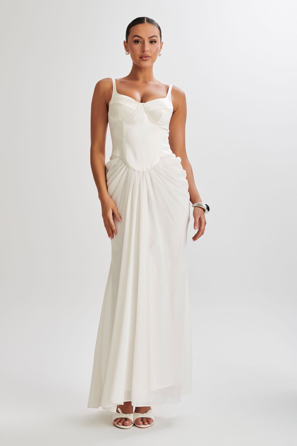 Leila Satin Corset Maxi Dress in Ivory – Chic&Drifts