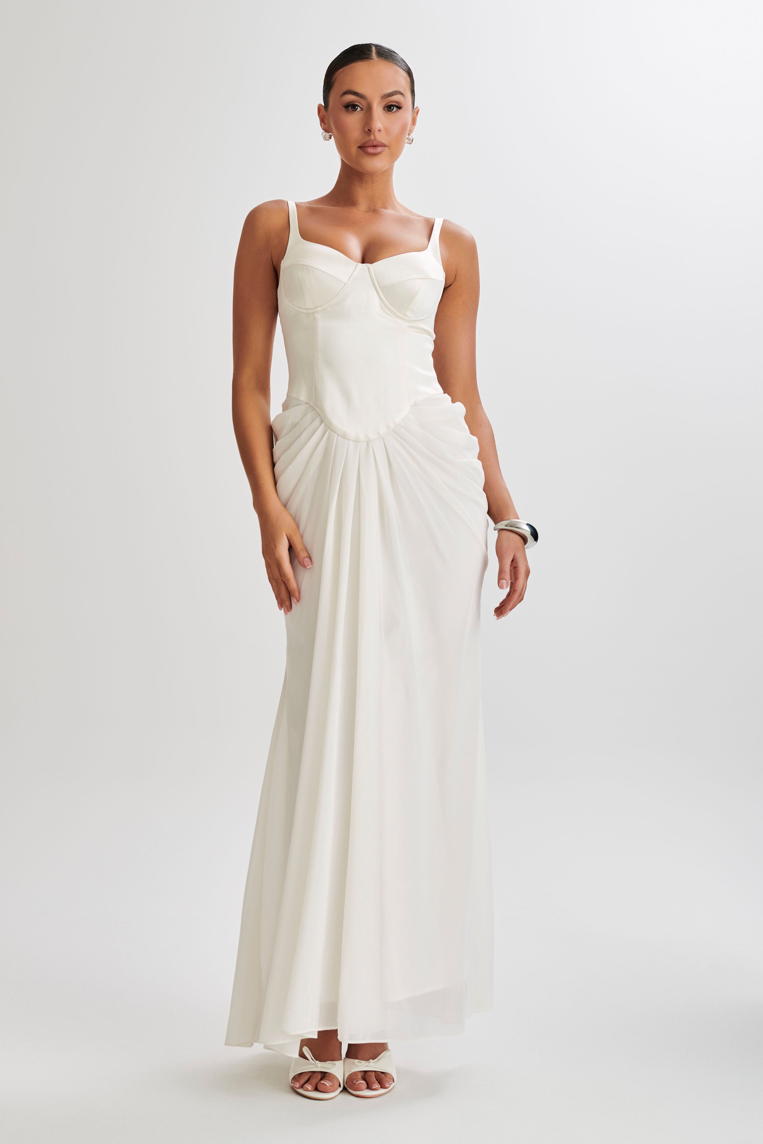 Leila Satin Corset Maxi Dress in Ivory – Chic&Drifts