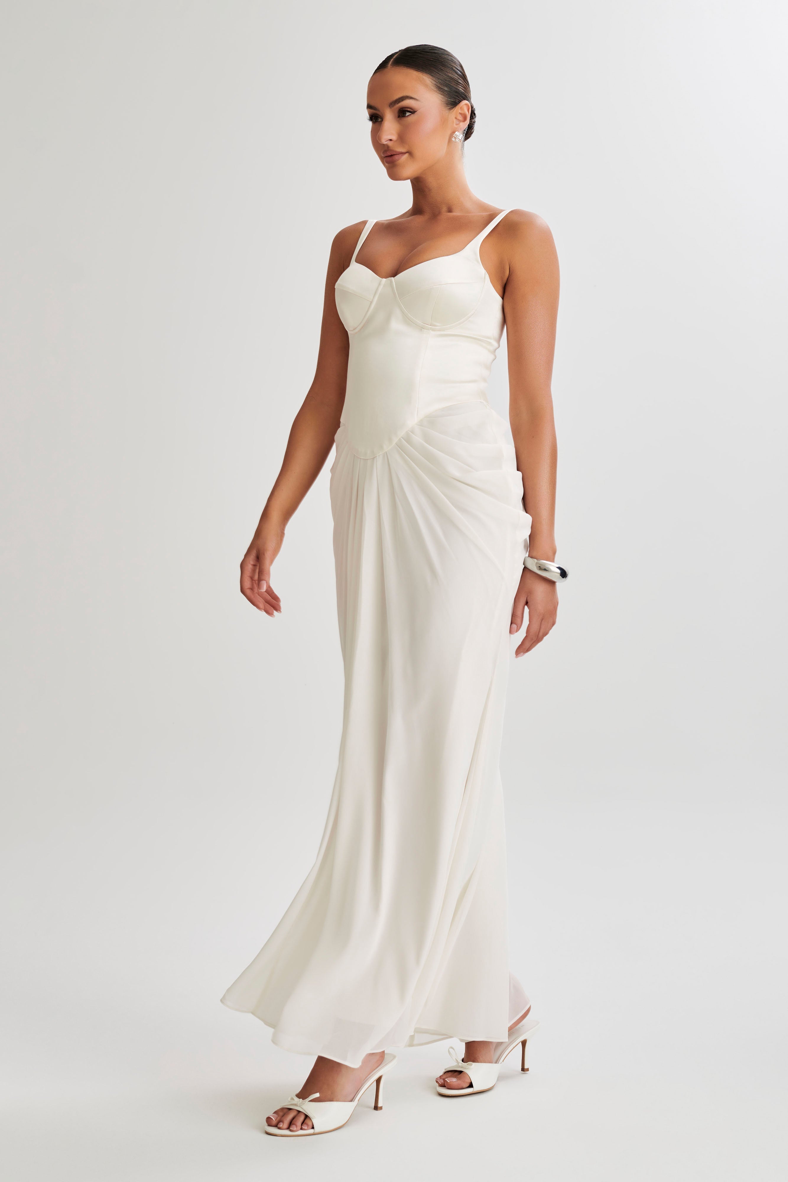 Leila Satin Corset Maxi Dress in Ivory – Chic&Drifts