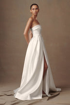 Eileen Strapless Wedding Gown in White – Chic&Drifts
