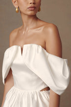 Portia Off Shoulder Satin Corset Top in White – Chic&Drifts