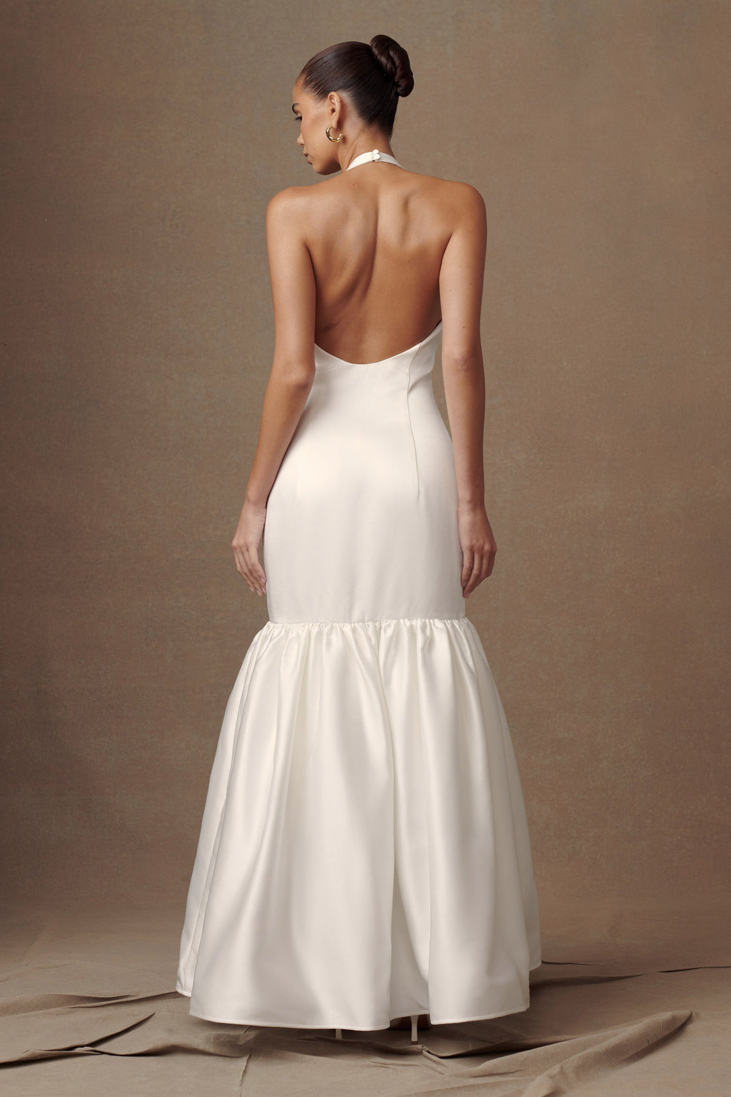 Danica Satin Halter Wedding Gown in White – Chic&Drifts