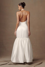 Danica Satin Halter Wedding Gown in White – Chic&Drifts