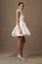 Dorota Satin Halter Mini Dress in White – Chic&Drifts