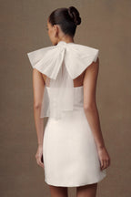 Maryam Tulle Bow Mini Dress in White – Chic&Drifts