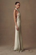 Esther Iridescent Satin Cowl Maxi Dress in Sage – Chic&Drifts