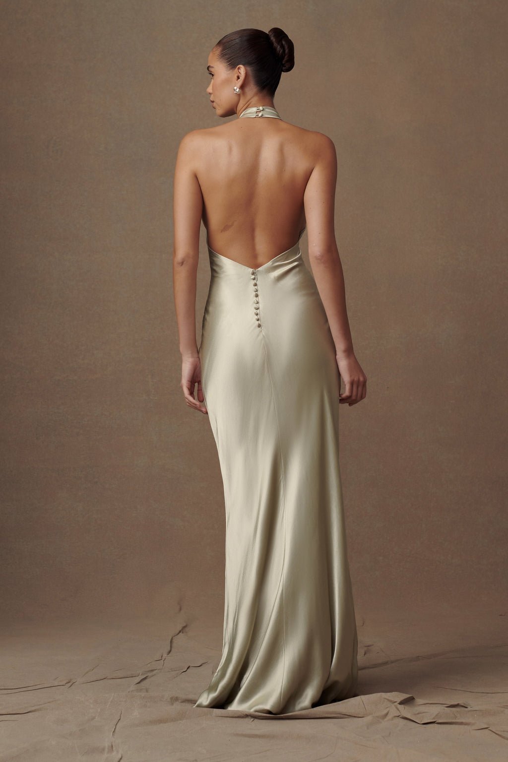 Esther Iridescent Satin Cowl Maxi Dress in Sage – Chic&Drifts