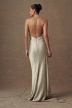 Esther Iridescent Satin Cowl Maxi Dress in Sage – Chic&Drifts