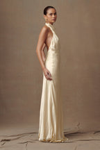 Esther Iridescent Satin Cowl Maxi Dress in Lemon Sorbet – Chic&Drifts