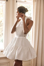 Dorota Satin Halter Mini Dress in White – Chic&Drifts