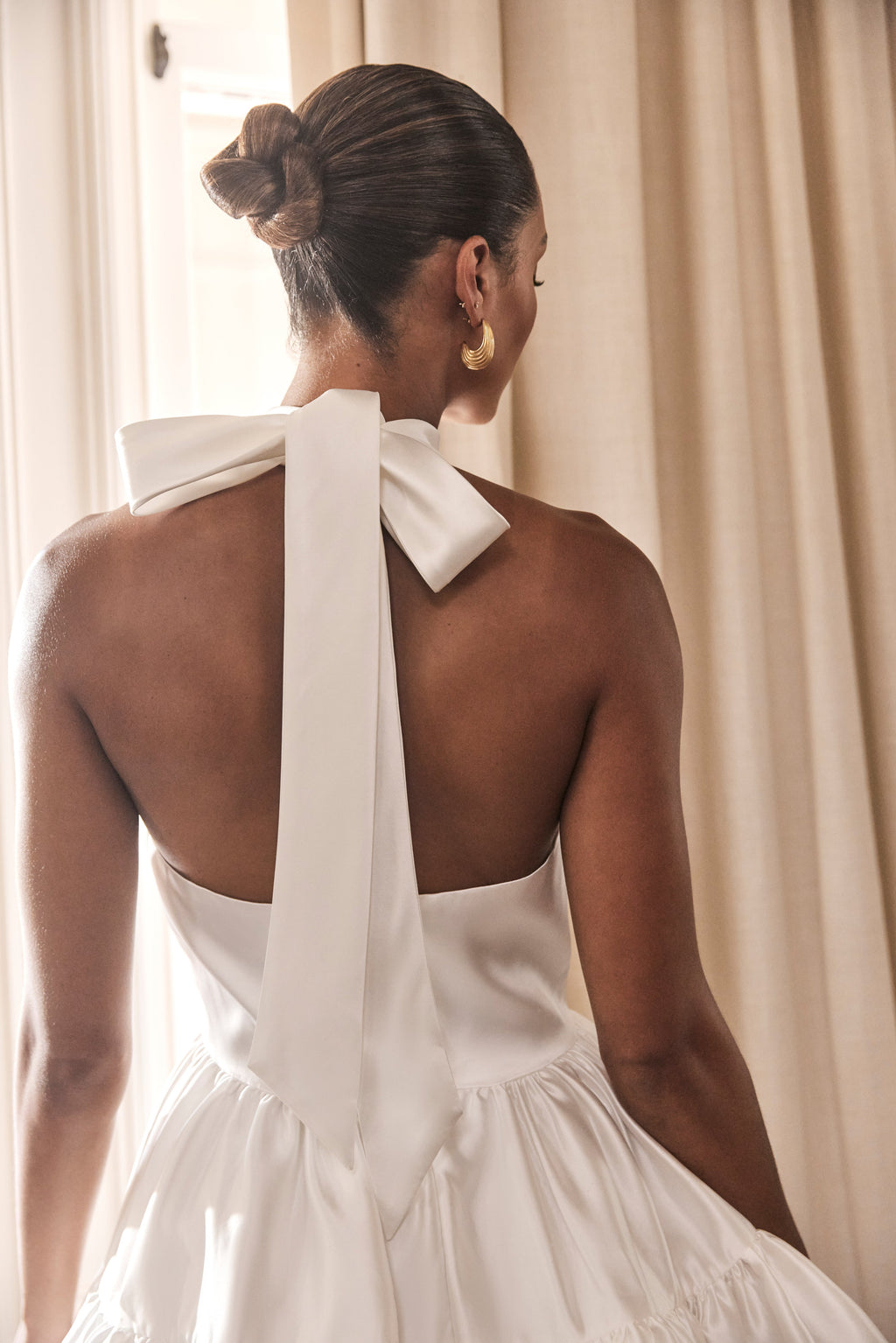 Dorota Satin Halter Mini Dress in White – Chic&Drifts