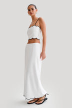 Alessio Scalloped Midi Skirt in Ivory – Chic&Drifts