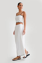 Alessio Scalloped Midi Skirt in Ivory – Chic&Drifts