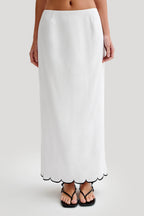 Alessio Scalloped Midi Skirt in Ivory – Chic&Drifts
