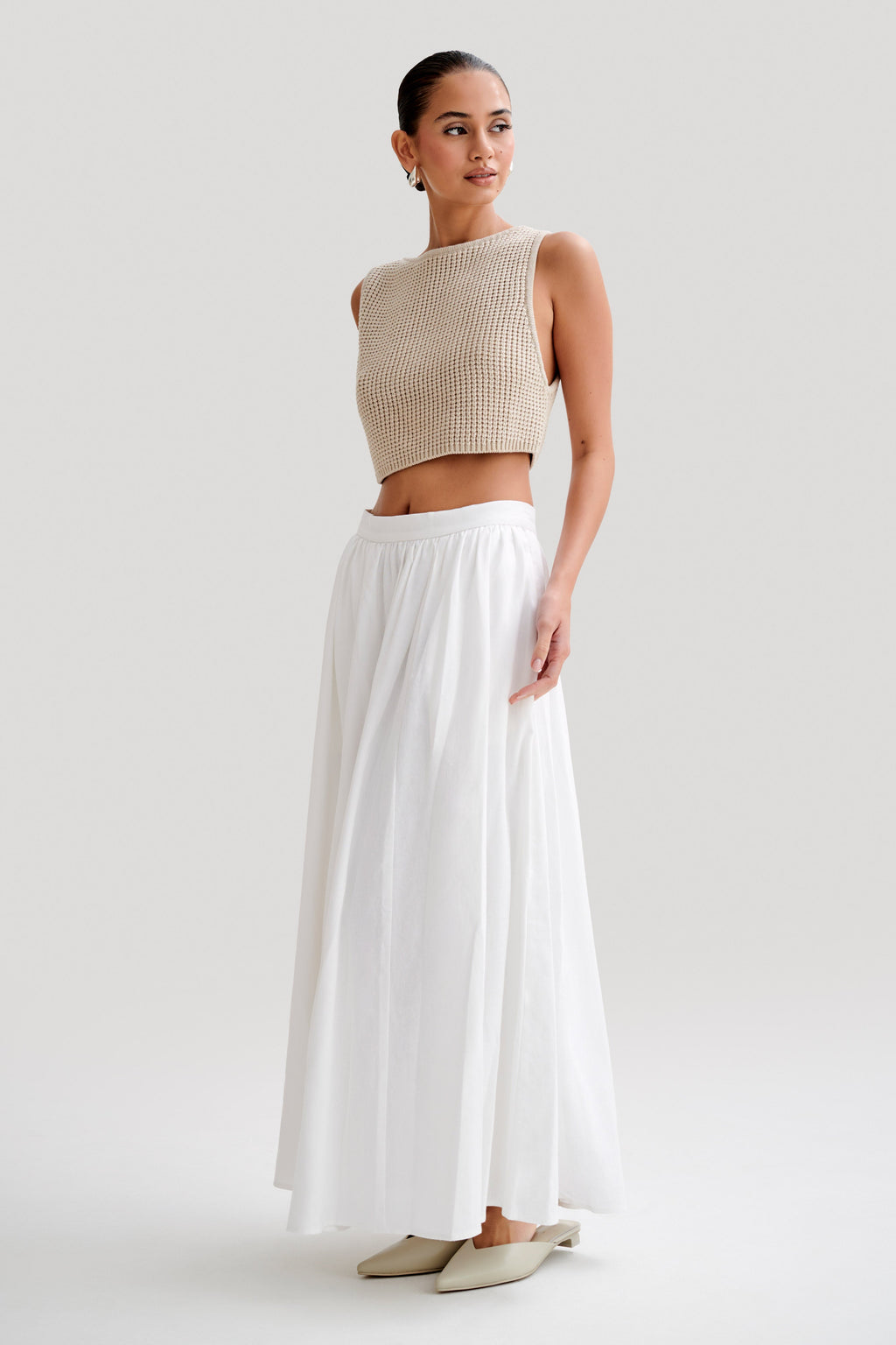 Clarence Linen A-Line Maxi Skirt in White – Chic&Drifts
