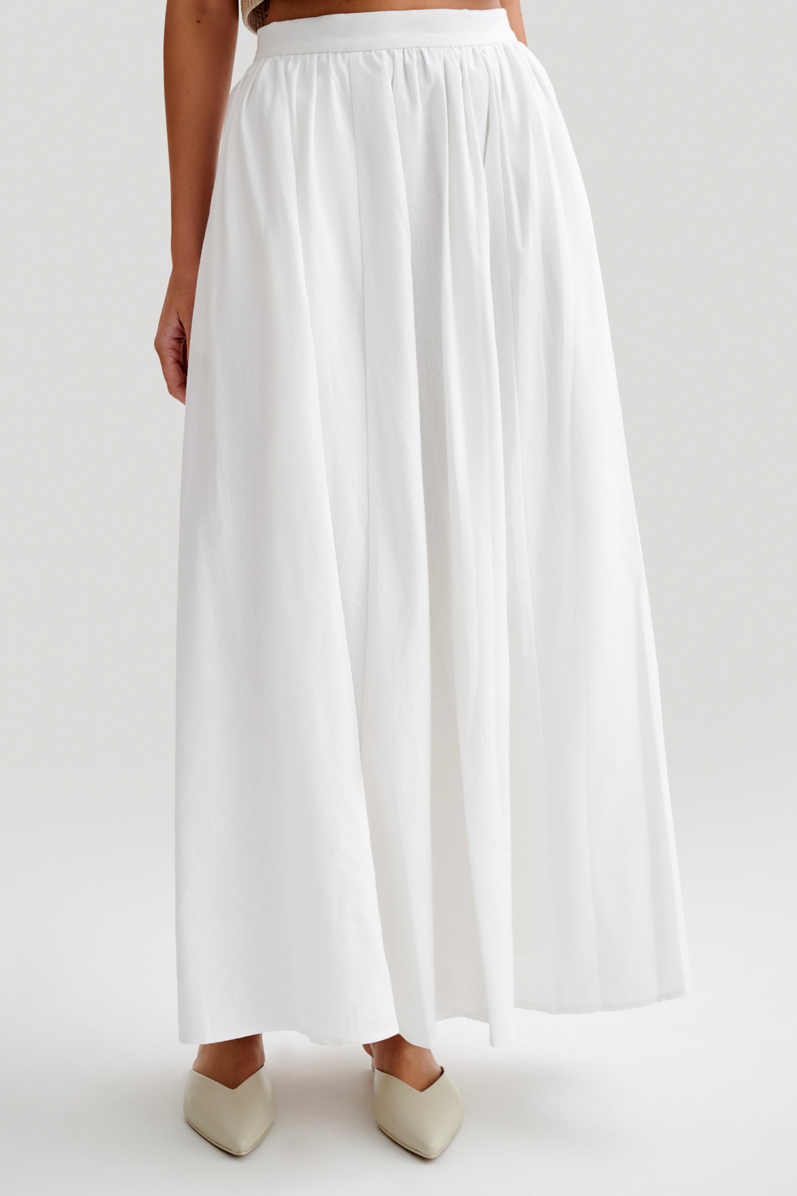 Clarence Linen A-Line Maxi Skirt in White – Chic&Drifts
