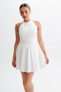 Carolina Cotton Halter Mini Dress in White – Chic&Drifts
