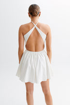 Carolina Cotton Halter Mini Dress in White – Chic&Drifts