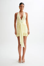 Ambrosi Satin Chiffon Mini Dress in Lemon Sherbet – Chic&Drifts