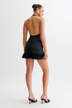 Ambrosi Satin Chiffon Mini Dress in Black – Chic&Drifts