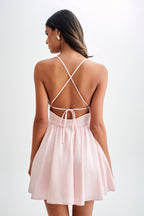 Muriel Mini Dress With Crochet in Powder Pink – Chic&Drifts