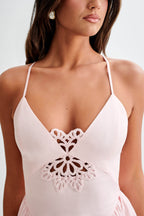 Muriel Mini Dress With Crochet in Powder Pink – Chic&Drifts