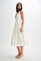 Keely Cotton Sleeveless Midi Dress in White – Chic&Drifts