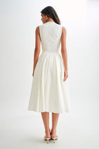 Keely Cotton Sleeveless Midi Dress in White – Chic&Drifts