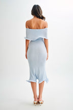 Molly Off Shoulder Knit Midi Dress in Sky Blue – Chic&Drifts