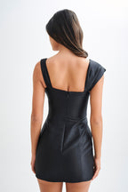 Farrah Structured Draped Mini Dress in Black – Chic&Drifts